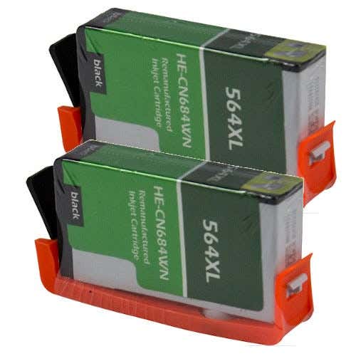 HP 564XL (CN684WN) Black High-Yield Remanufactured Ink Cartridge Twin Pack