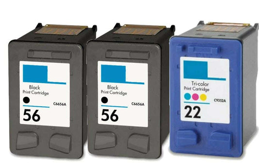 HP 56 & 22 Remanufactured Ink Cartridge 3-Pack Combo