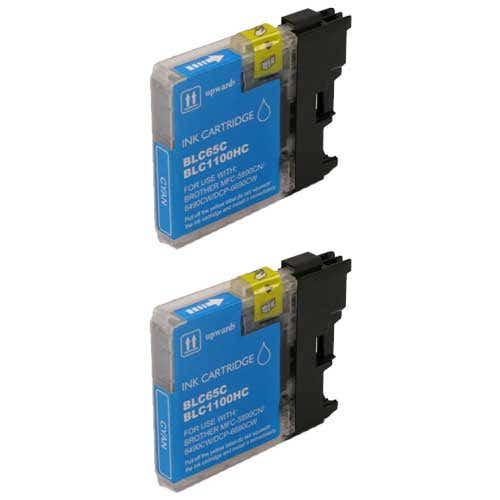 Brother LC65C Cyan High-Yield Compatible Ink Cartridge Twin Pack