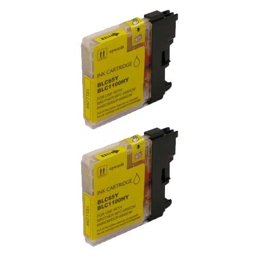 Brother LC65Y Yellow High-Yield Compatible Ink Cartridge Twin Pack