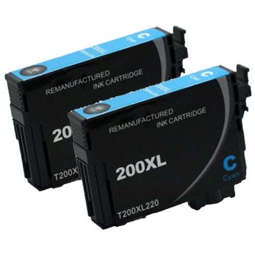 Epson 200XL (T200XL220) Cyan High-Yield Remanufactured Ink Cartridge Twin Pack