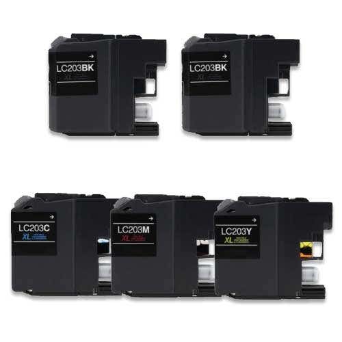 Brother LC203 (Replaces LC201) High-Yield Compatible Ink Cartridge 5-Pack Combo