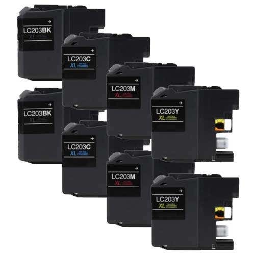 Brother LC203 Ink - Compatible High-Yield Cartridge 8-Pack (Replaces LC201)