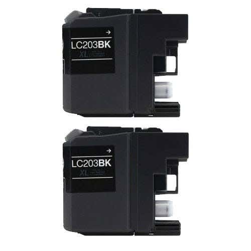 Brother LC203BK (Replaces LC201BK) Black High-Yield Compatible Ink Cartridge Twin Pack