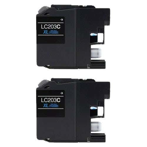 Brother LC203C (Replaces LC201C) Cyan High-Yield Compatible Ink Cartridge Twin Pack