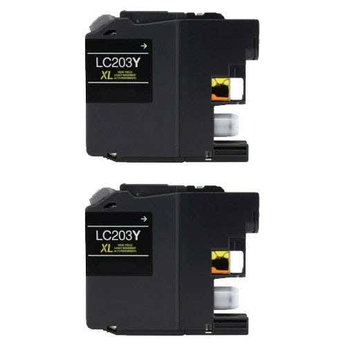 Brother LC203Y (Replaces LC201Y) Yellow High-Yield Compatible Ink Cartridge Twin Pack