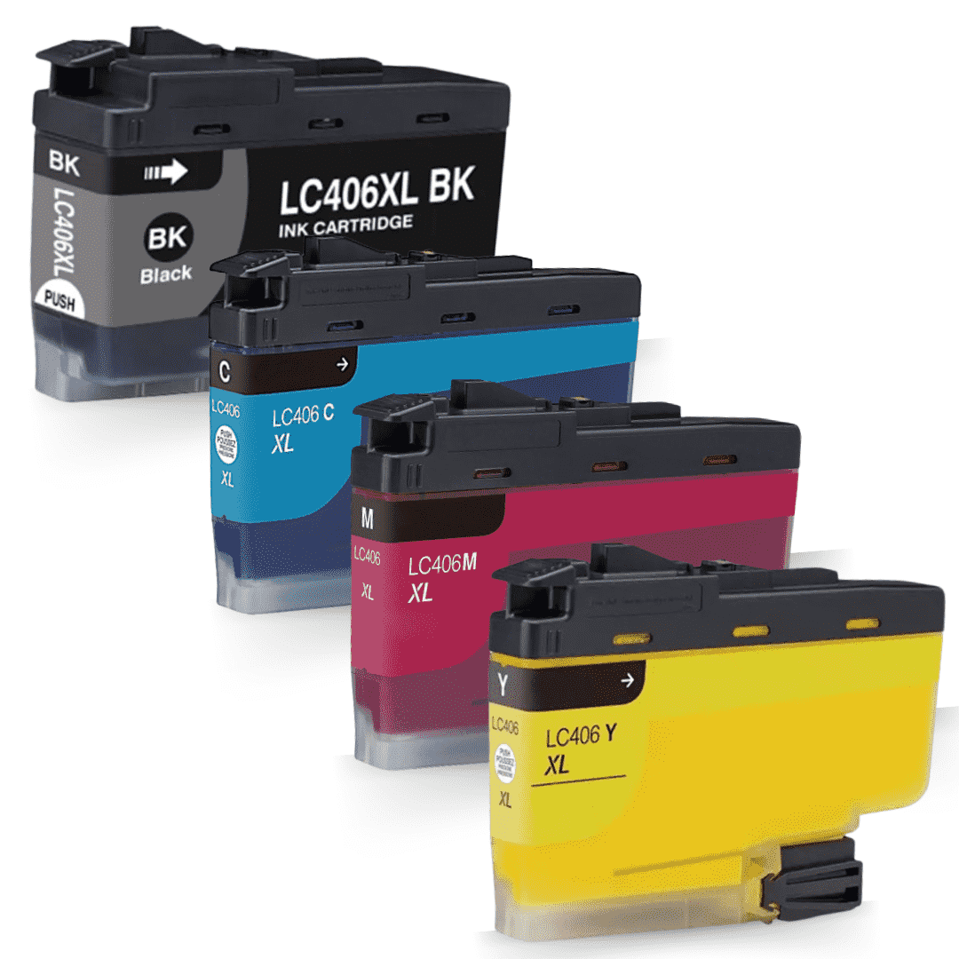 Compatible Brother LC406XL High Yield Ink Cartridge 4-Piece Combo Pack