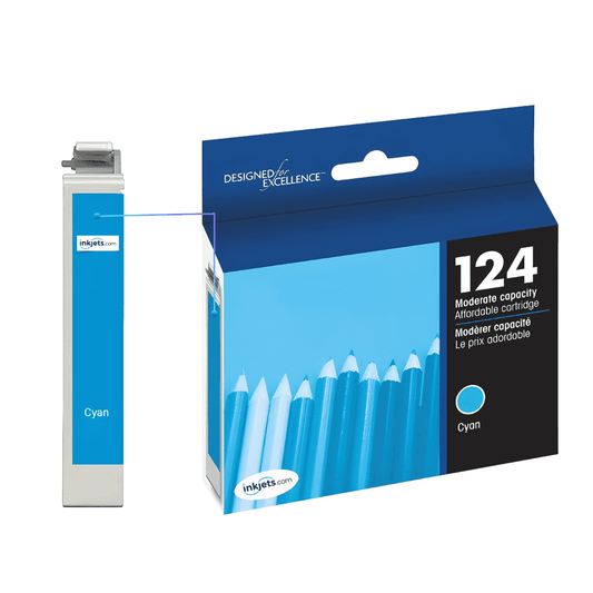 Remanufactured Epson 124 (T124220) Moderate Yield Cyan Ink Cartridge