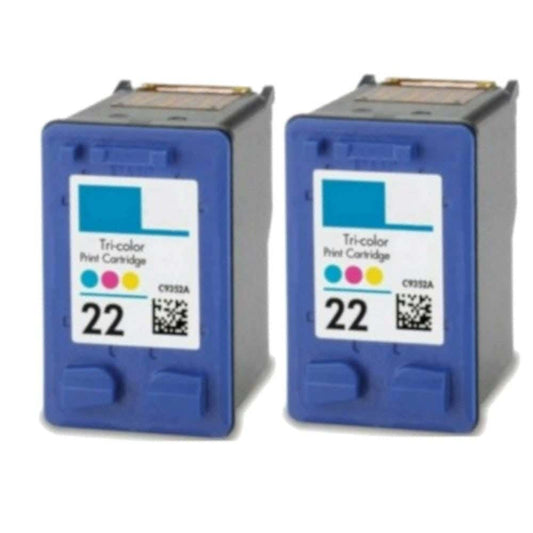 HP 22 Tri-Color (C9352AN) Remanufactured Ink Cartridge Twin Pack