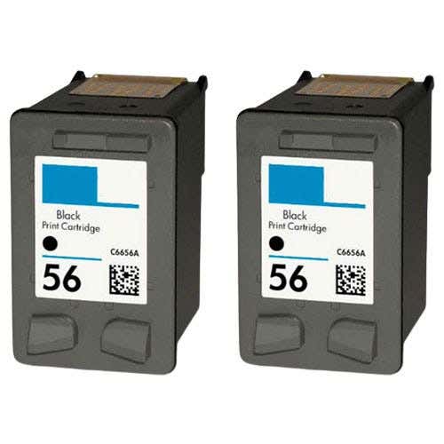 HP 56 Black (C6656AN) Remanufactured Ink Cartridge Twin Pack