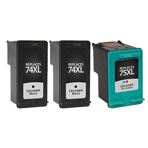 HP 74XL & 75XL High-Yield Remanufactured Ink Cartridge 3-Pack Combo