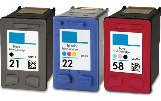 HP 21, 22 & 58 Remanufactured Ink Cartridge 3-Pack Combo