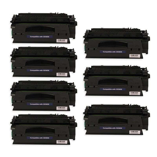 HP 05X (CE505X) Black Compatible High-Yield Toner Cartridge 7-Pack