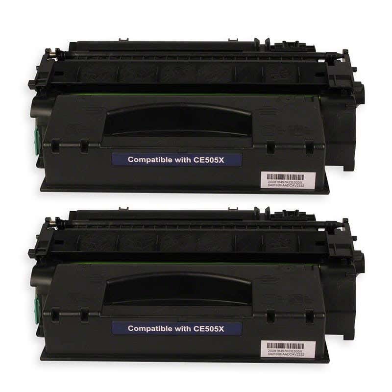 HP 05X (CE505X) Black Compatible High-Yield Toner Cartridge Twin Pack