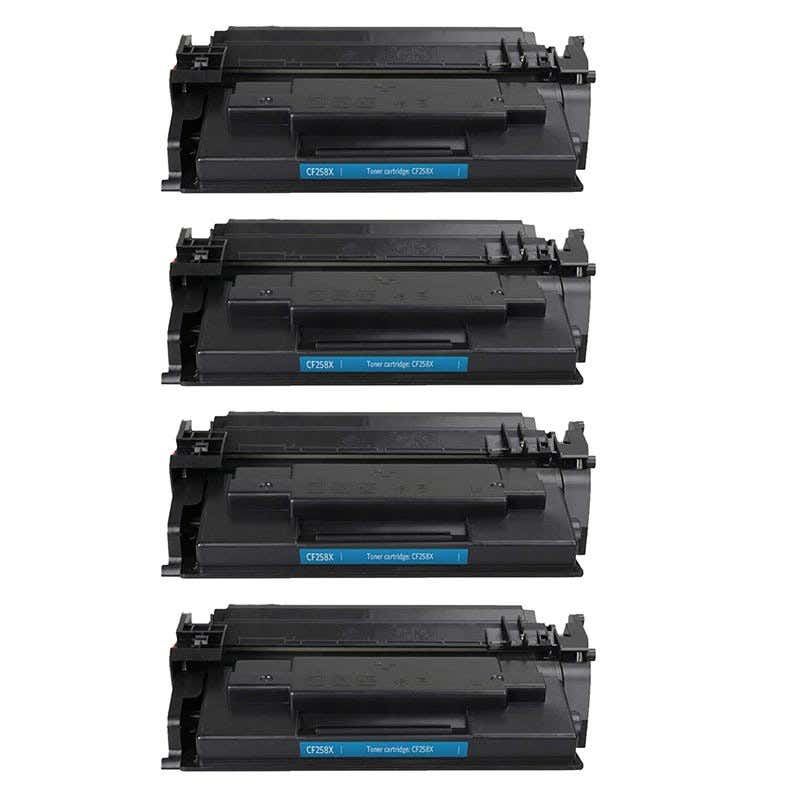 HP 58X (CF258X) Black Remanufactured High Yield Toner Cartridge 4-Pack (With Chip)