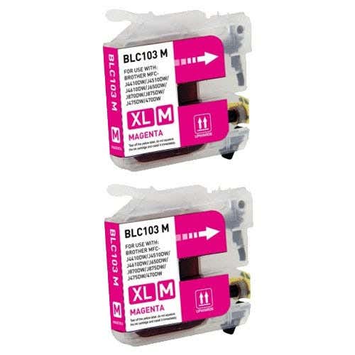 Brother LC103 / LC101 Magenta High-Yield Compatible Ink Cartridge Twin Pack